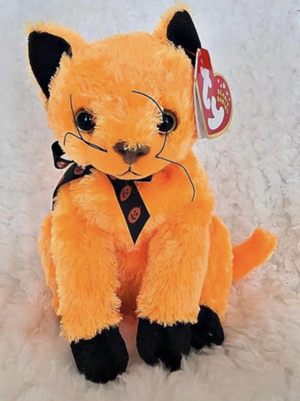 Ty Scared-e Orange Cat Beanie Baby NWT